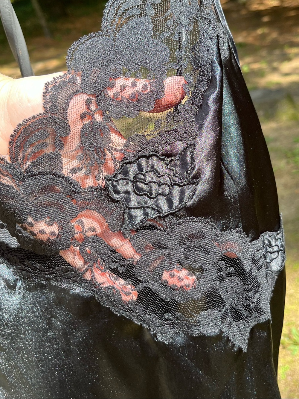 90s Victoria’s Secret Gold Label Black Midi Slip Dress Lace Trim Size M Lingerie - Picture 4 of 15